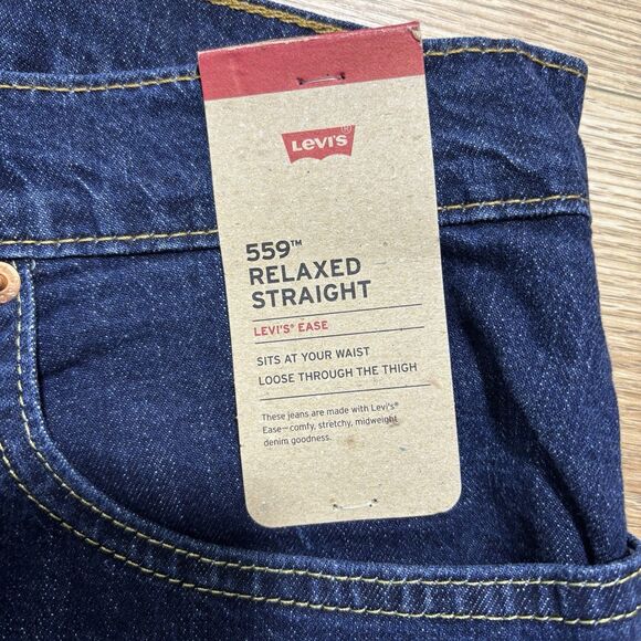 Levis 559 Relaxed Straight Jeans Mens 40x30 Zip Fly Dark Wash Blue Denim NEW - Picture 4 of 7